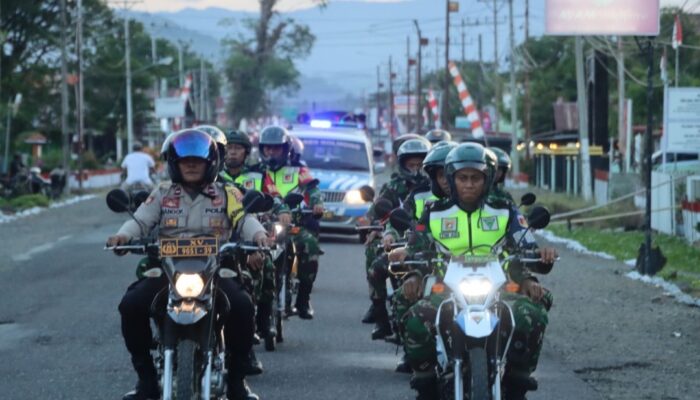Jaga Kondusifitas Kamtibmas Diwilayah Bolmong, TNI-Polri dan Sat Pol-PP Gelar Patroli Bersama