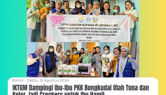 IKTGM Dampingi Ibu-Ibu PKK Bongkudai Olah Tuna dan Kelor Jadi Creckers untuk Ibu Hamil