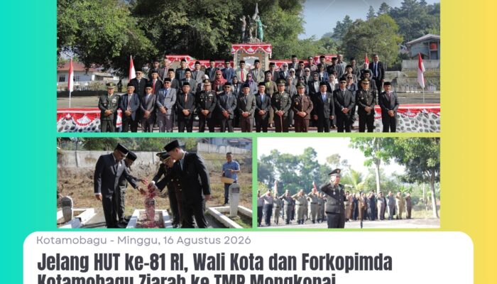 Jelang HUT ke-81 RI, Wali Kota dan Forkopimda Kotamobagu Ziarah ke TMP Mongkonai