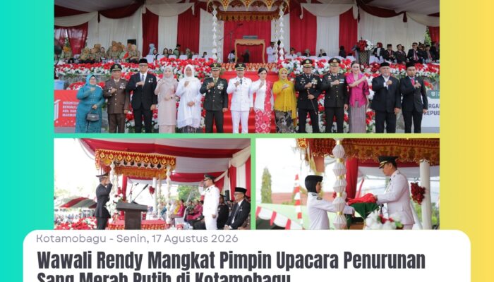 Wawali Rendy Mangkat Pimpin Upacara Penurunan Sang Merah Putih di Kotamobagu
