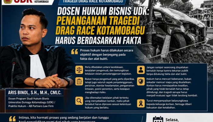 Dosen Hukum Bisnis UDK: Penanganan Tragedi Drag Race Kotamobagu Harus Berdasarkan Fakta